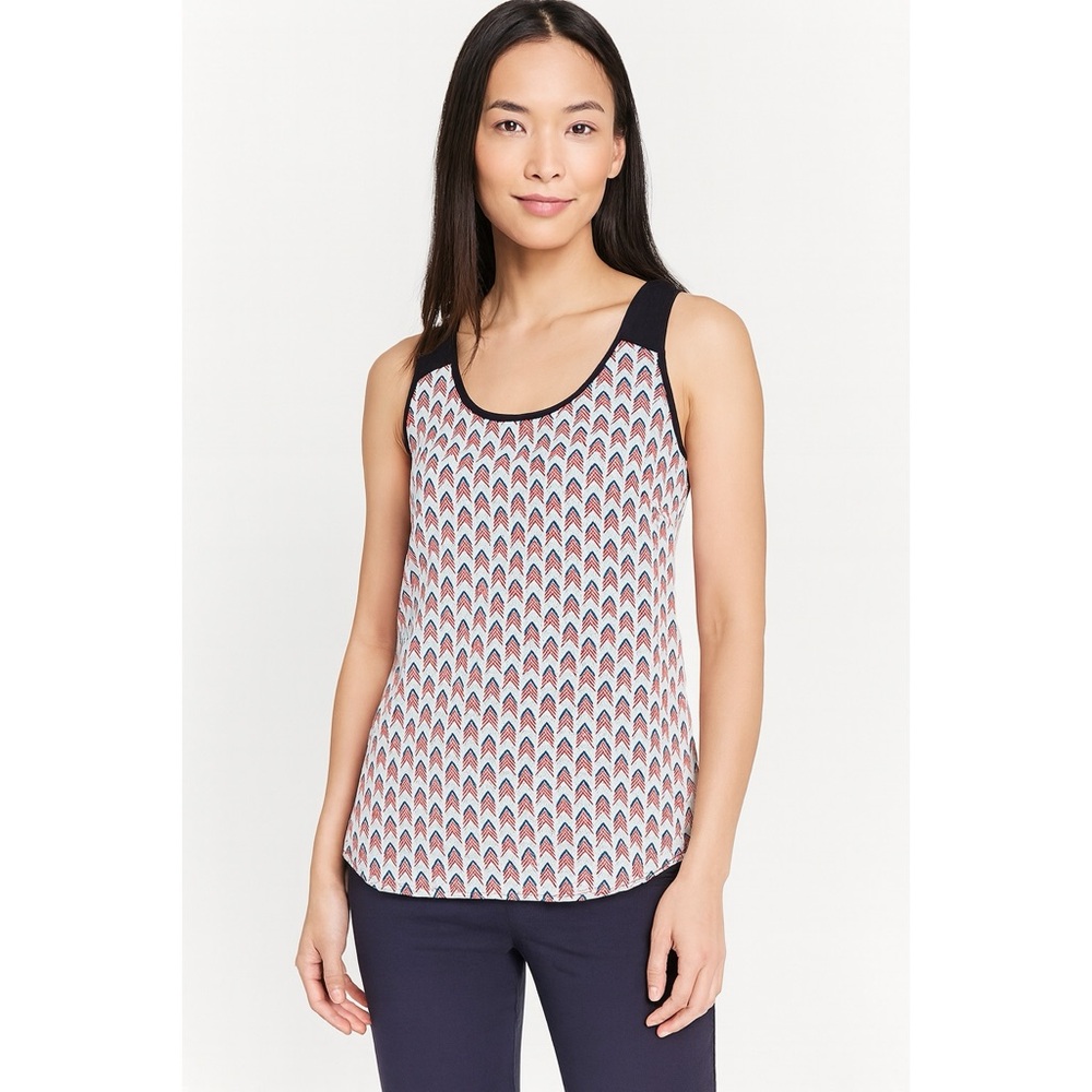 Pomelo Chiffon Priya Chevron Arrowhead Print Jersey Sleeveless Blouse Tank Top